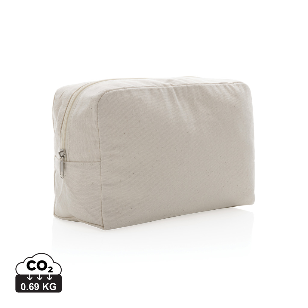Trousse de toilette personnalisée toile recyclée 285g Impact Blanc cassé